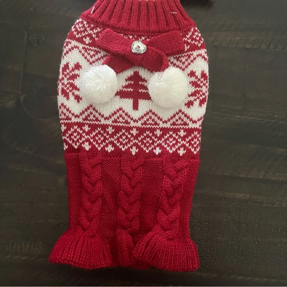 Friends Forever Dog Apparel Red & White Christmas Sweater XS NWT